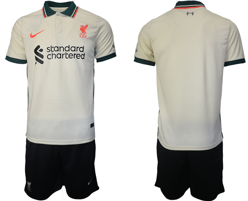 Men 2021-2022 Club Liverpool away cream blank Soccer Jersey->customized soccer jersey->Custom Jersey